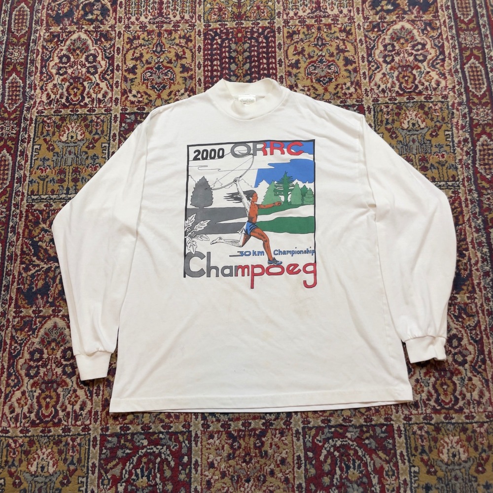 VTG‎ 2000 Champoeg Championship 30km Running Graphic Long Sleeve Shirt M White